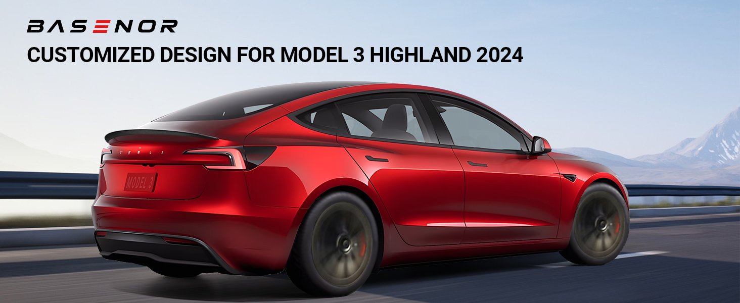 BASENOR 2025 2024 Tesla Model 3 Spoiler OEM Rear Spoiler Wing Performance Rear Trunk Lip Image 1