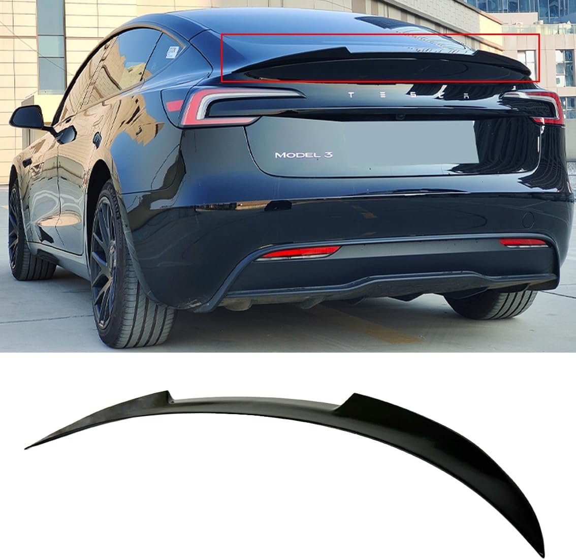 BASENOR 2025 2024 Tesla Model 3 Spoiler OEM Rear Spoiler Wing Performance Rear Trunk Lip Image 2