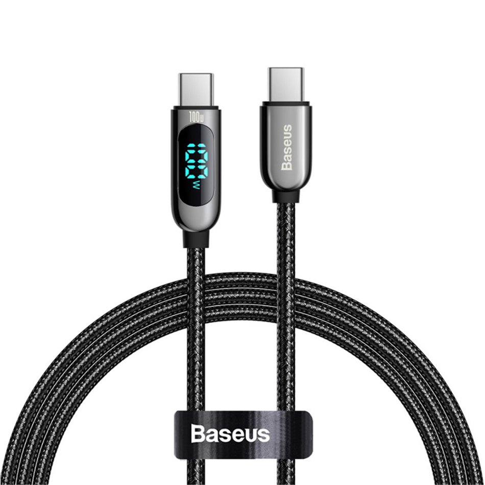Baseus USB C Cable, 100W 5A Fast Charging USB C Charger Cable with LED Display, Zinc Alloy Nylon Braided USB C to USB C Image 2
