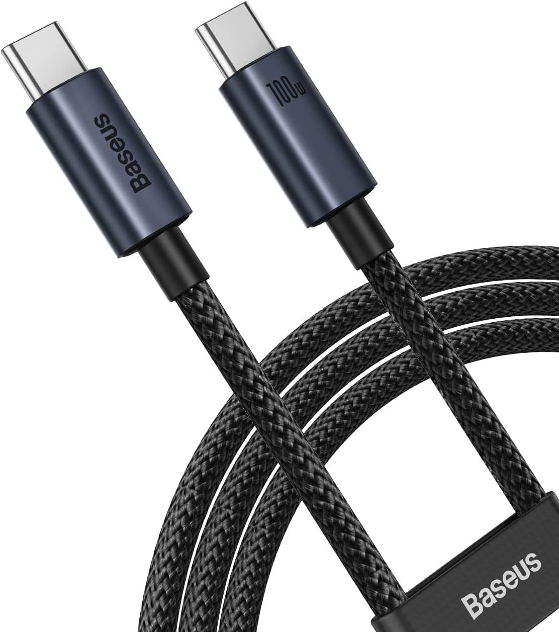 Baseus USB C Cable, 100W 5A Fast Charging USB C Charger Cable with LED Display, Zinc Alloy Nylon Braided USB C to USB C Image 4