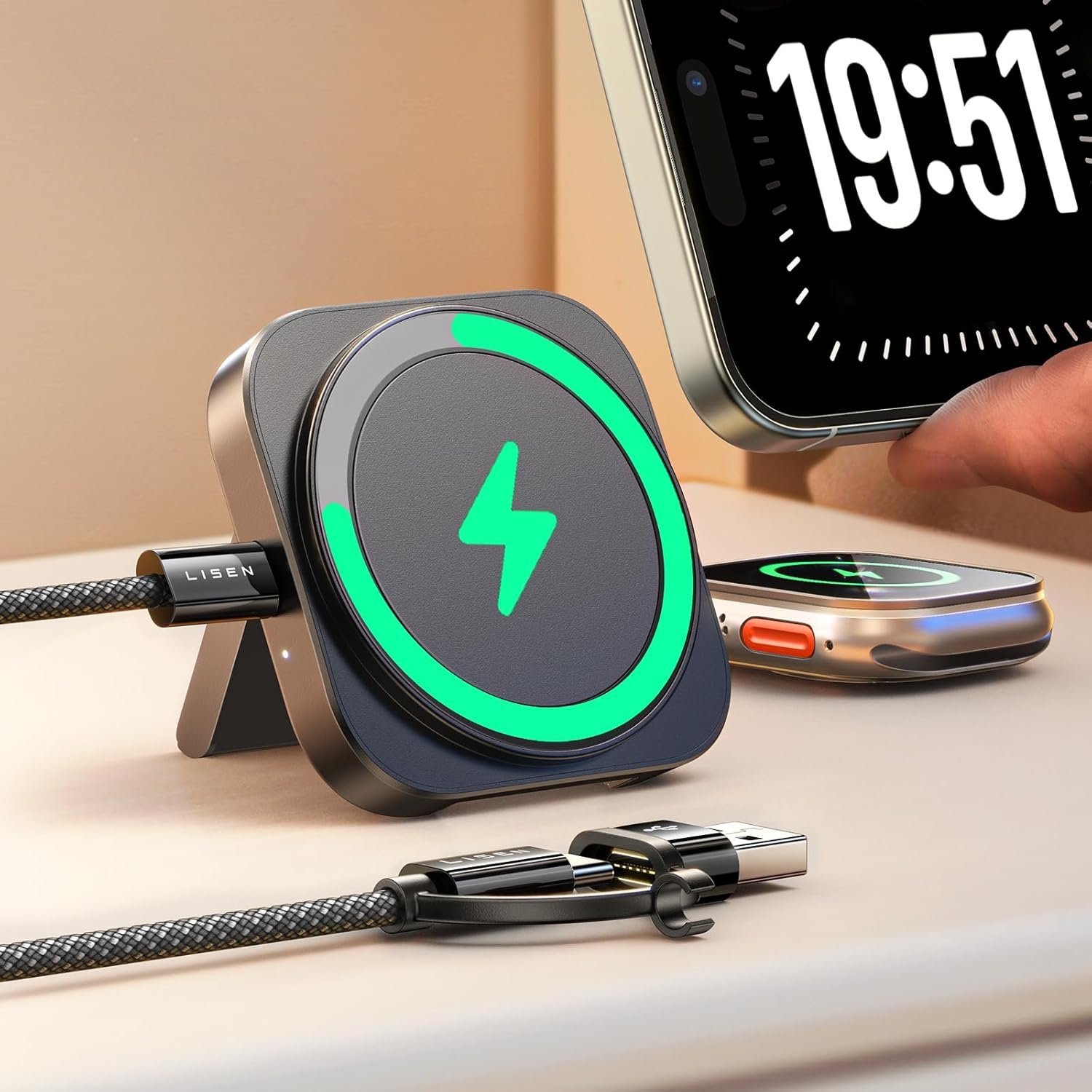 LISEN for MagSafe Charger Stand for iPhone and Apple Watch Charging Station Image 2