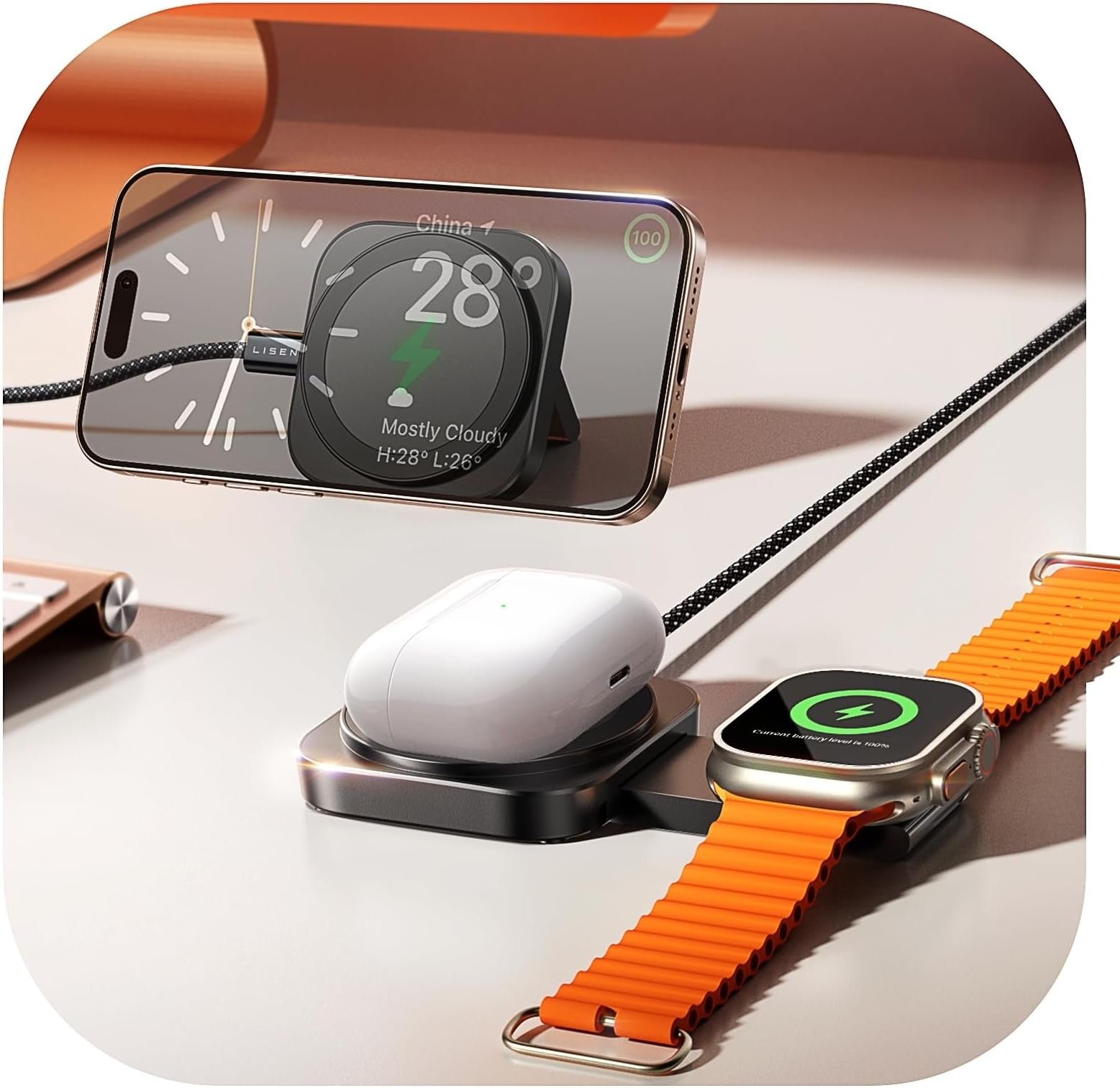 LISEN for MagSafe Charger Stand for iPhone and Apple Watch Charging Station Image 3