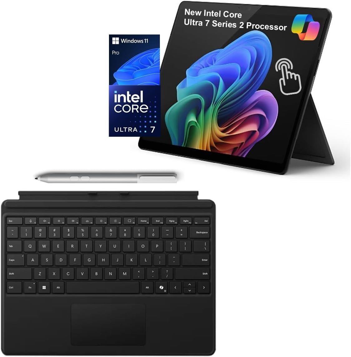 Microsoft Surface Pro 11 Bundle, 2-in-1 Tablet with Pro Keyboard and Surface Pen, Copilot+ PC, 13