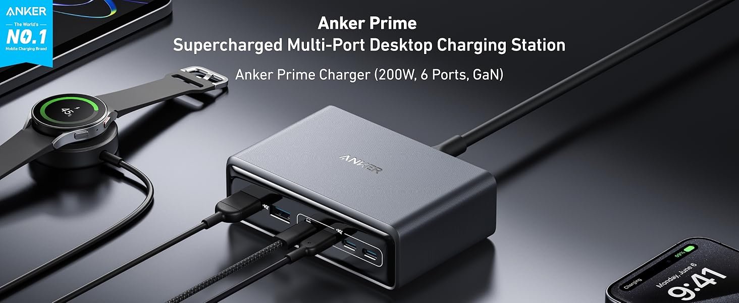 Anker Prime 200W GaN Desktop Charger Image 1
