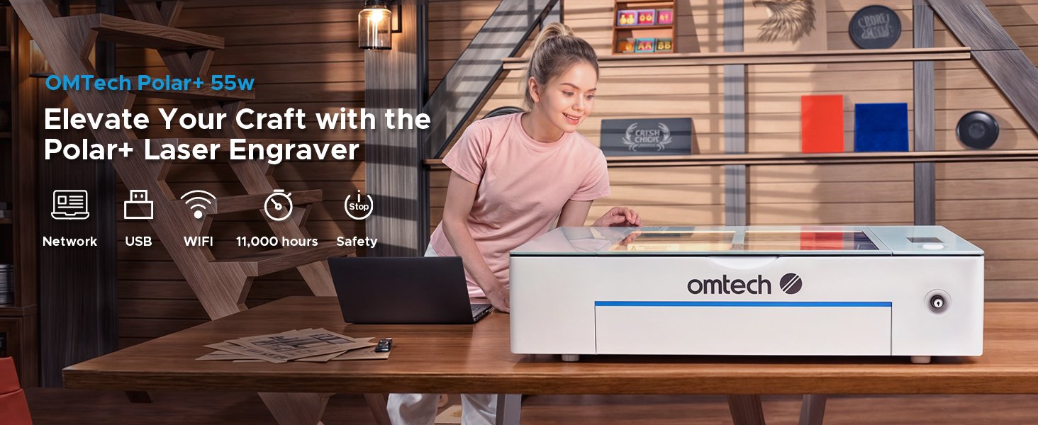 OMTech Polar Lite 55W Desktop CO2 Laser Engraver and Cutter Image 1