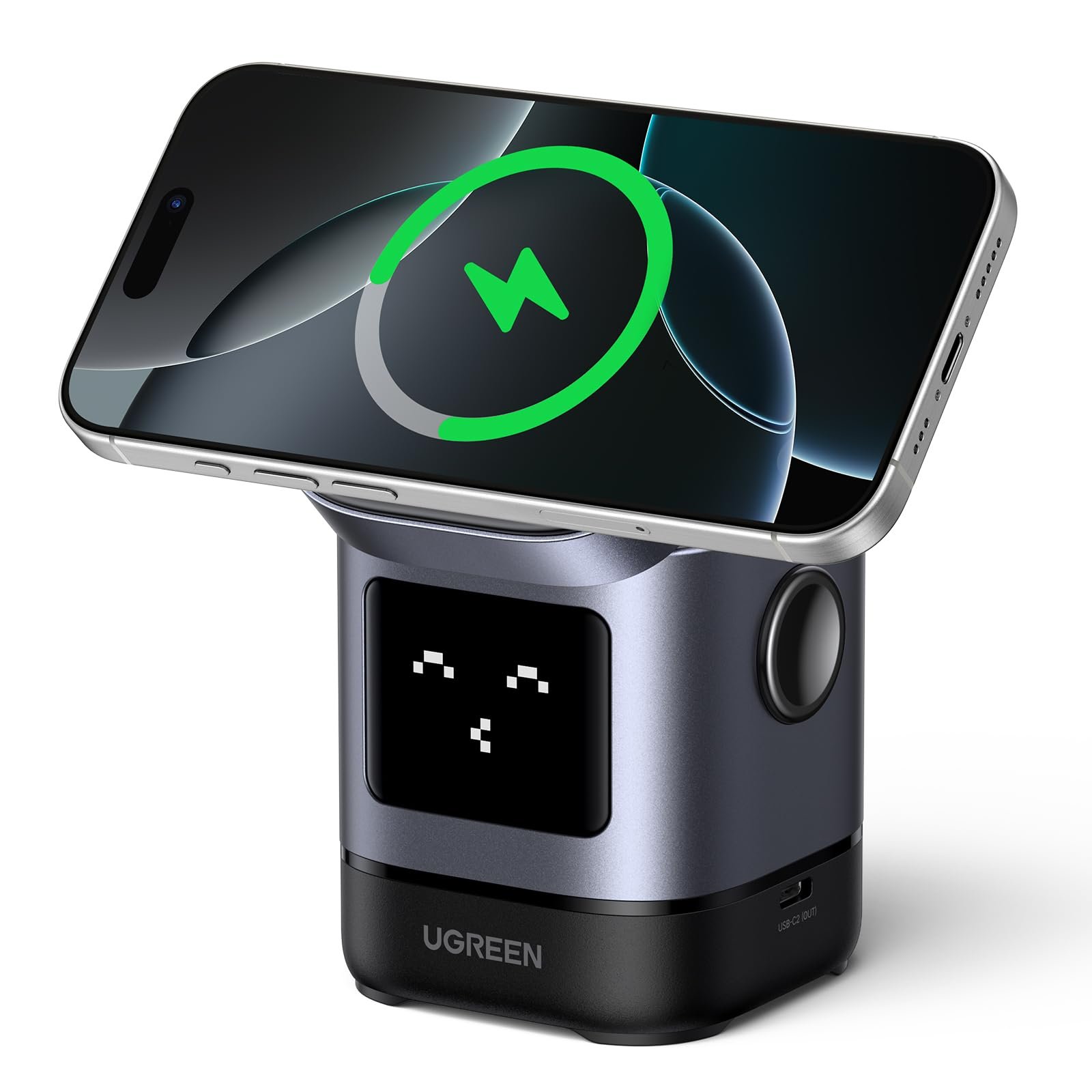 UGREEN Qi2 15W MagFlow Wireless Charger, 2-in-1 MagSafe Fast Charging Station, Foldable Charger Stand for iPhone 16/15/14/13/12 Series Image 2