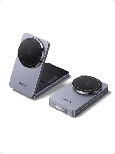UGREEN Qi2 15W MagFlow Wireless Charger, 2-in-1 MagSafe Fast Charging Station, Foldable Charger Stand for iPhone 16/15/14/13/12 Series Image 4