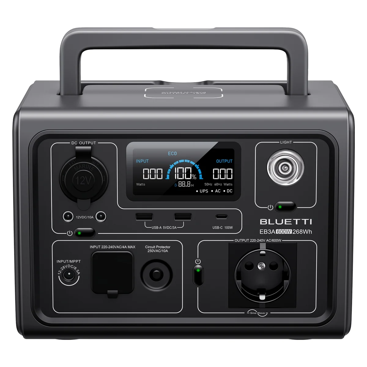 Bluetti EB3A - front design view Bluetti EB3A - front design view