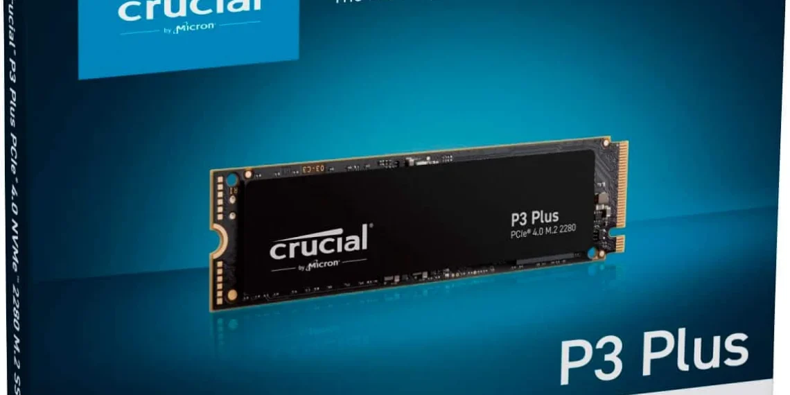 Crucial P3 Plus NVMe SSD - front design view