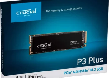 Crucial P3 Plus NVMe SSD - front design view