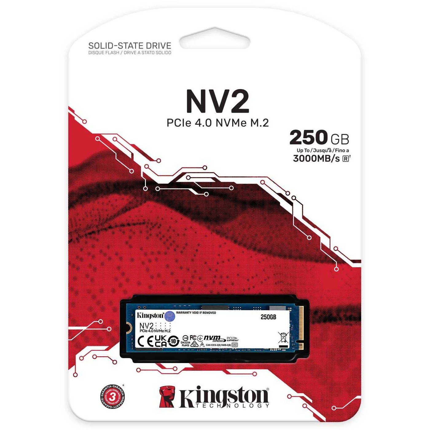 Kingston NV2 NVMe SSD - front design view Kingston NV2 NVMe SSD - front design view