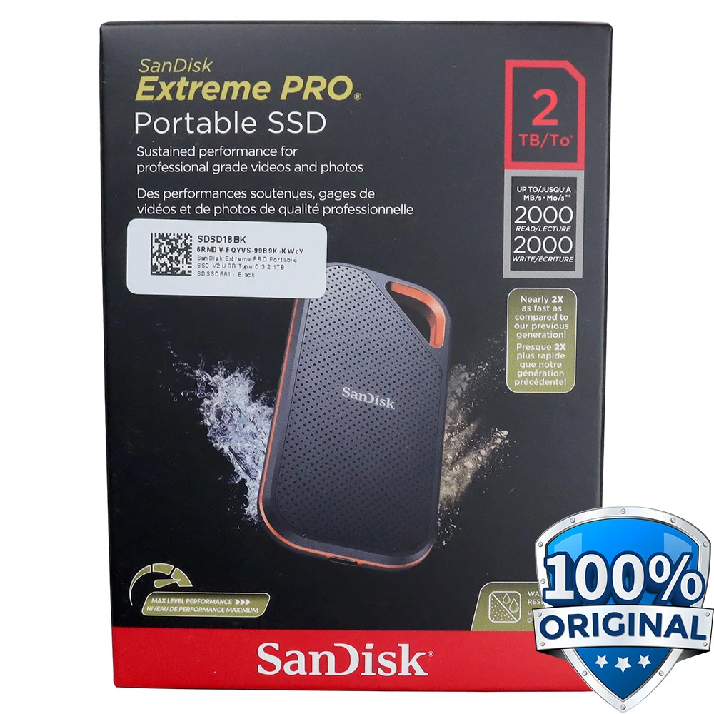 SanDisk Extreme Pro Portable SSD V2 - front design view SanDisk Extreme Pro Portable SSD V2 - front design view