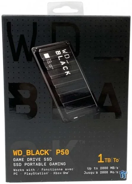 WD Black P50 Game Drive SSD - front design view WD Black P50 Game Drive SSD - front design view