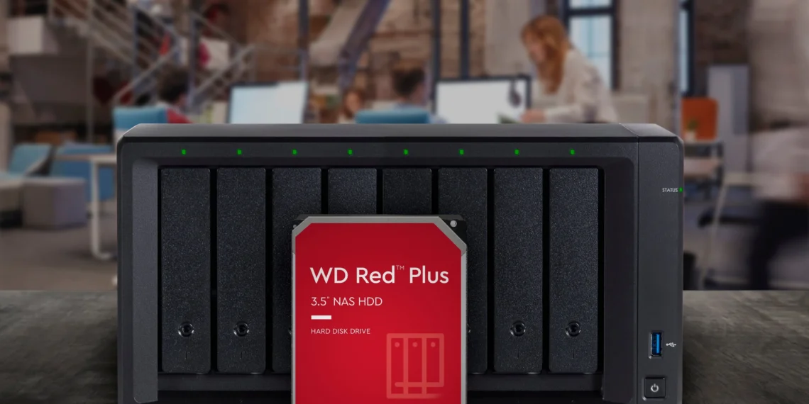 WD Red Plus NAS HDD - front design view