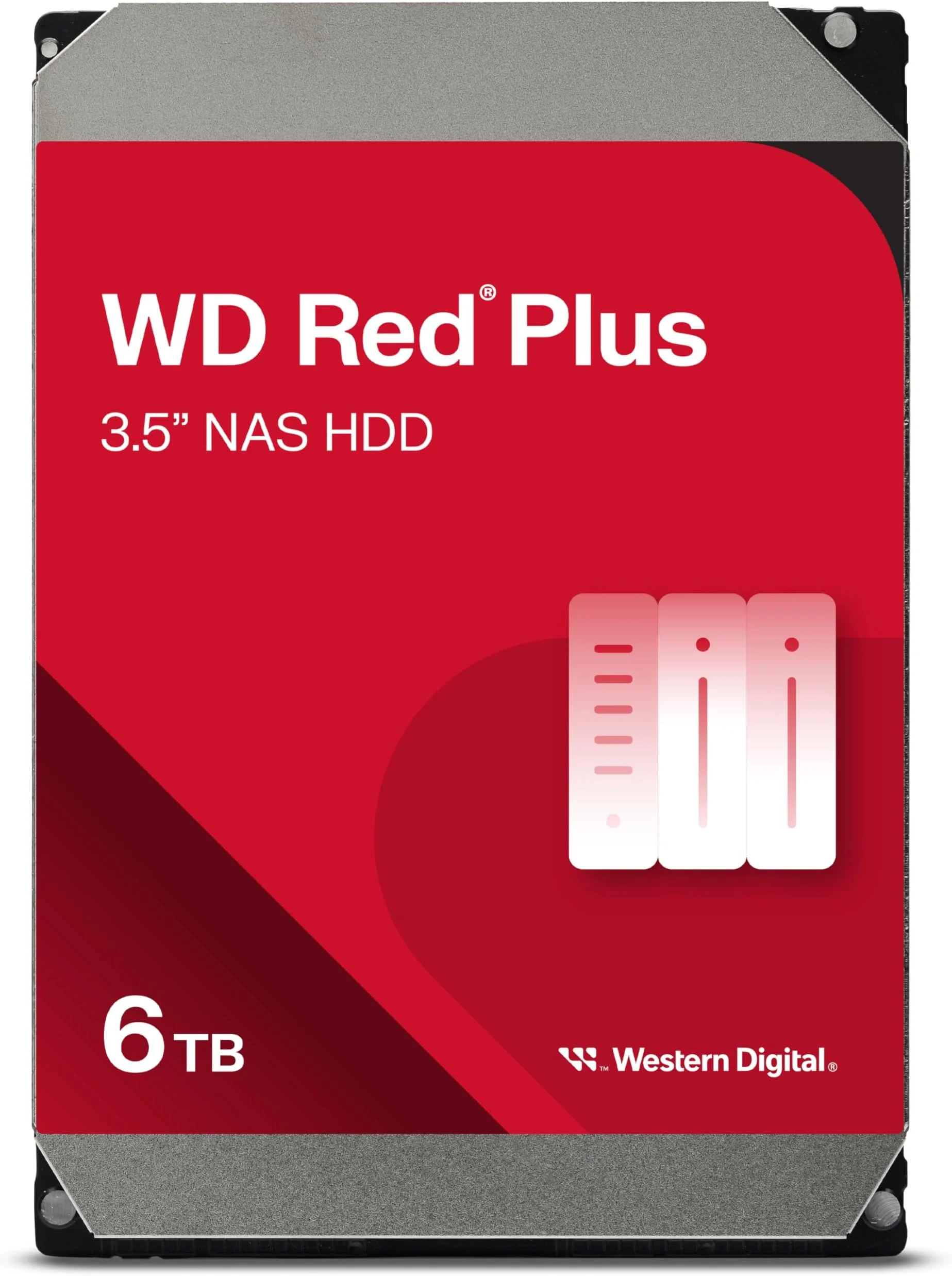 WD Red Plus NAS HDD - detail closeup WD Red Plus NAS HDD - detail closeup