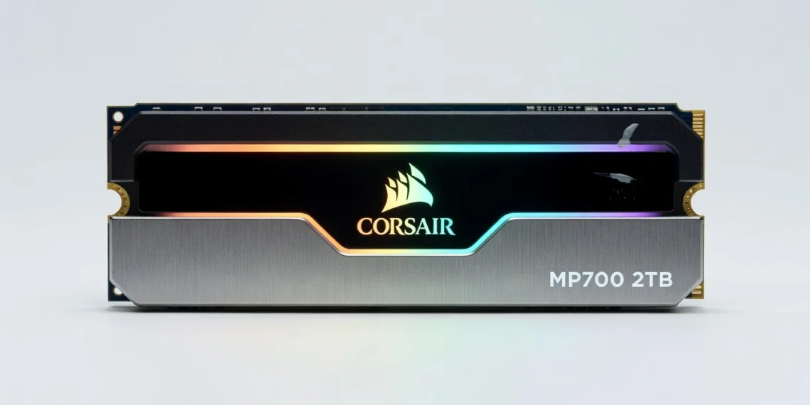 Corsair MP700 2TB NVMe SSD - front design view