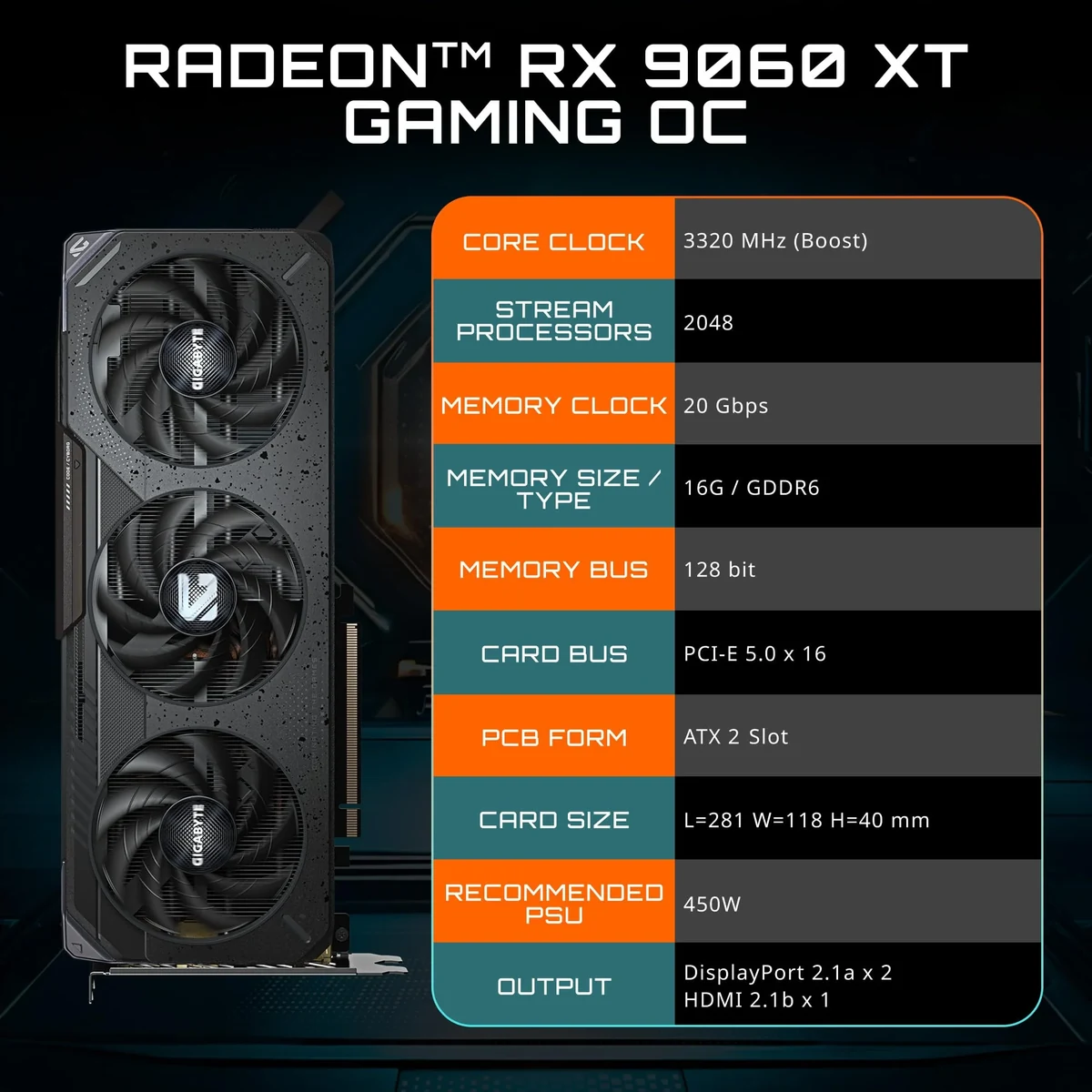 Gigabyte Radeon RX 9060 XT Gaming OC 16G — Amazon gallery image 1