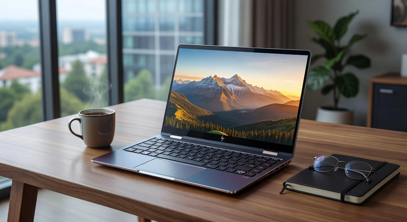 HP Spectre x360 14 (2026 Update) - in-use shot HP Spectre x360 14 (2026 Update) - in-use shot