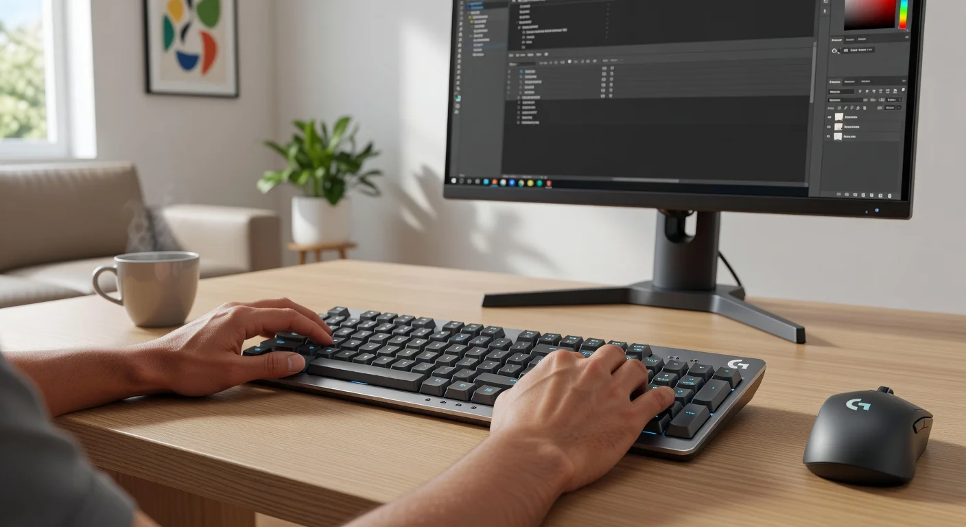 Logitech G515 TKL Wireless Keyboard - in-use shot