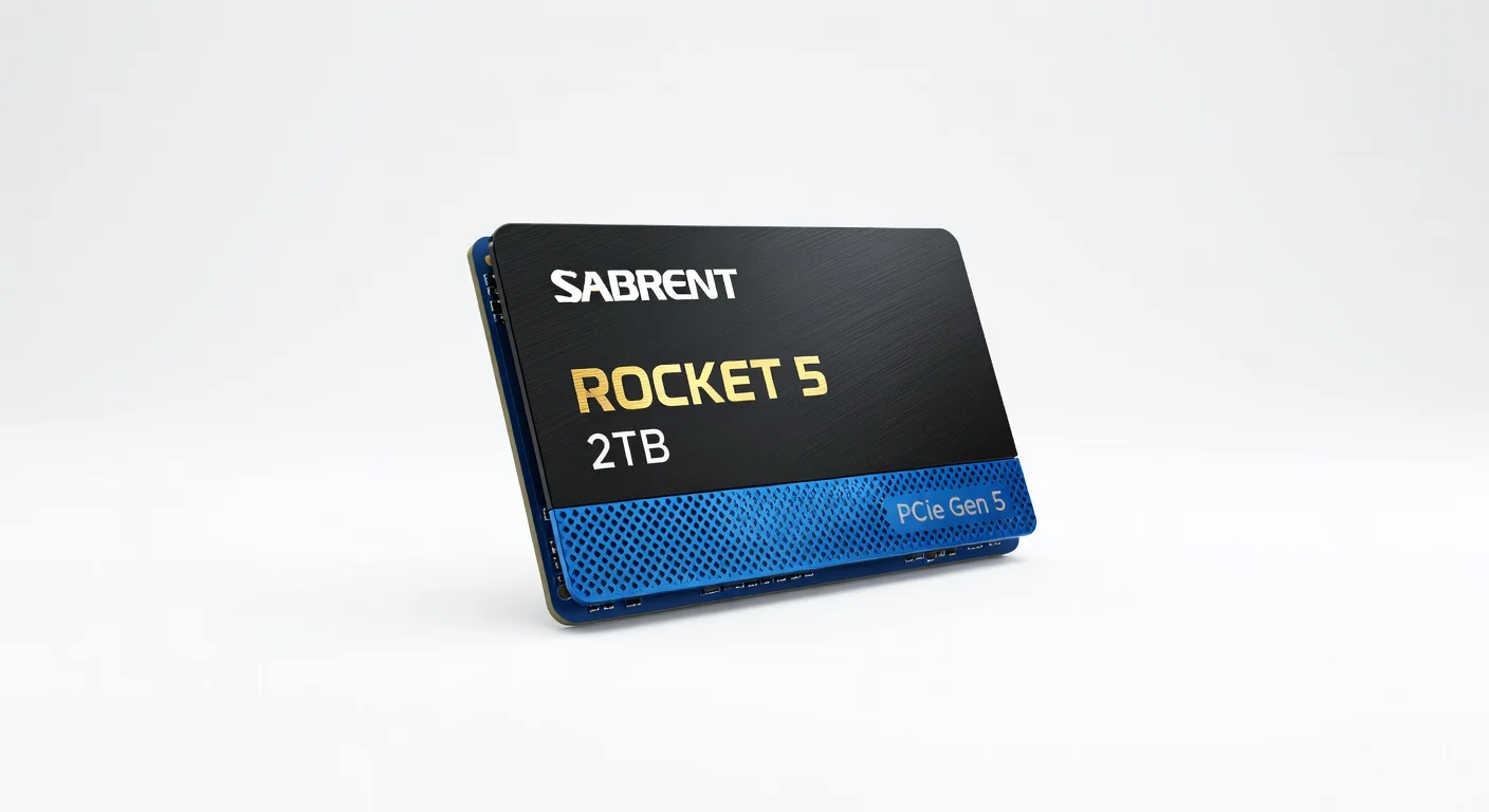 Sabrent Rocket 5 2TB NVMe SSD - front design view Sabrent Rocket 5 2TB NVMe SSD - front design view