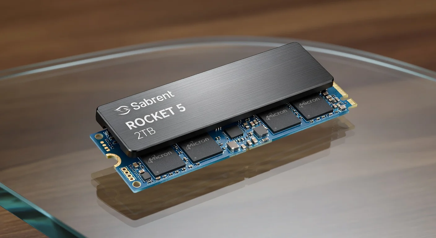 Sabrent Rocket 5 2TB NVMe SSD - side profile Sabrent Rocket 5 2TB NVMe SSD - side profile