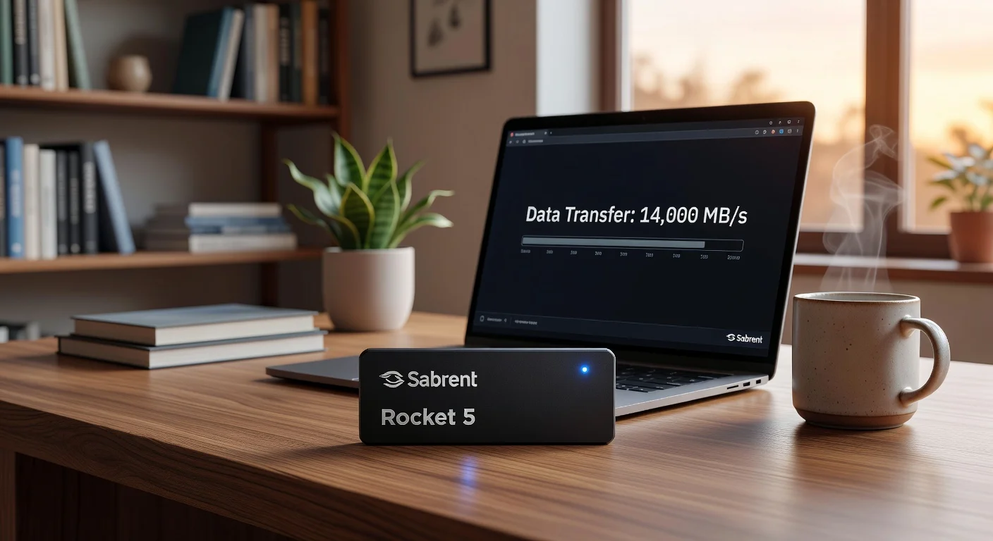 Sabrent Rocket 5 2TB NVMe SSD - in-use shot Sabrent Rocket 5 2TB NVMe SSD - in-use shot