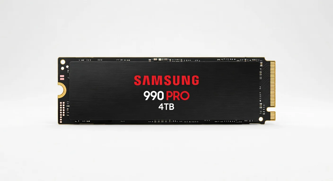 Samsung 990 PRO 4TB NVMe SSD - front design view Samsung 990 PRO 4TB NVMe SSD - front design view