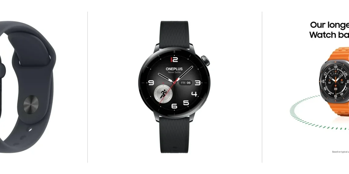 Comparison: Apple Watch SE 3 vs. OnePlus Watch 3 vs. Samsung Galaxy Watch Ultra — side-by-side comparison