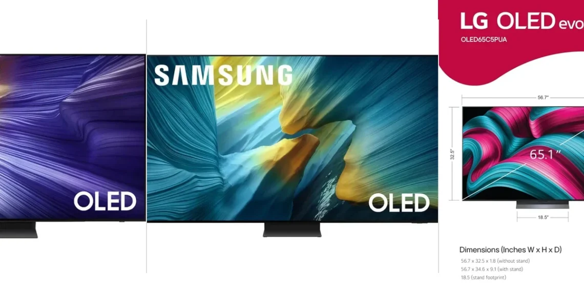 Comparison: Samsung S90F OLED vs. Samsung S95F OLED vs. LG C5 OLED — side-by-side comparison