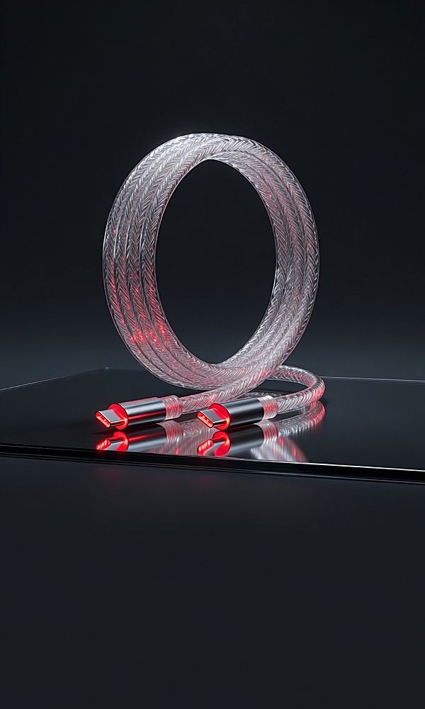 ClarityPoint ultra-premium translucent USB-C cables with red LED tips